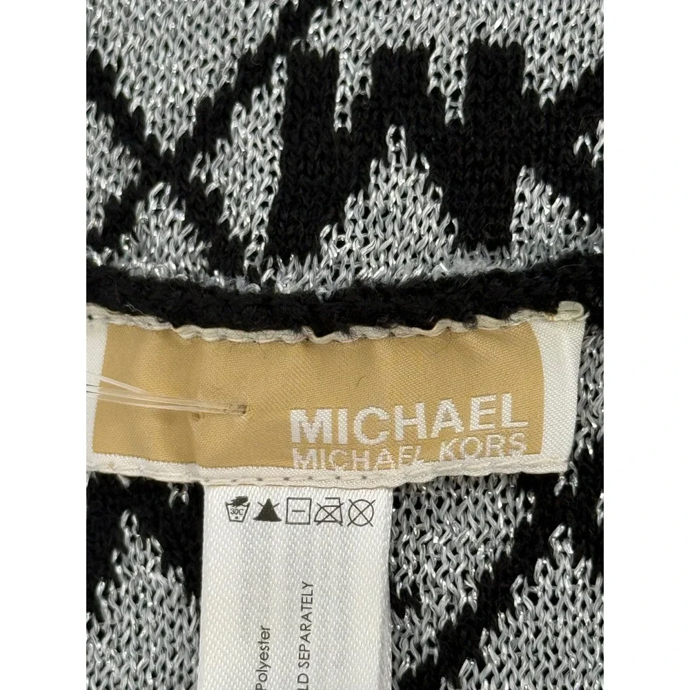 Michael Kors Womens Black Silver Metallic MK Logo Infinity Scarf Sz OS NEW